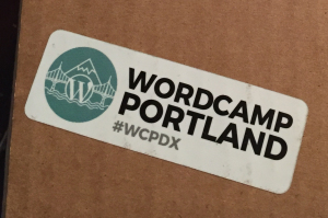 StickerGiant WordCamp PDX 2015 Sticker on Box.