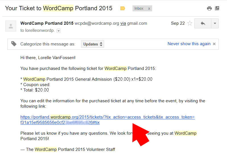 WordCamp PDX 2015 - Email Confirmation with Edit Link to Make Changes.